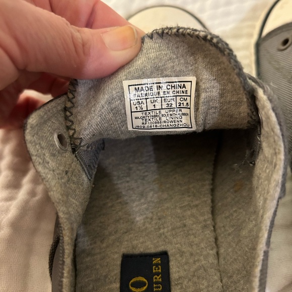 Polo RALPH LAUREN  Little Boys size 1.5 slip on elastic no tie Grey Sneakers EUC - Picture 6 of 15